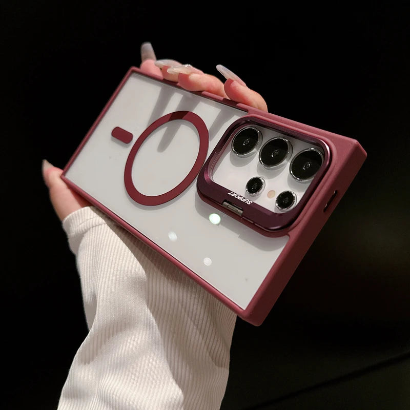 Samsung Galaxy S25/S24 Ultra Magnetic Clear Case – Hidden Holder + MagSafe‑Style Charging