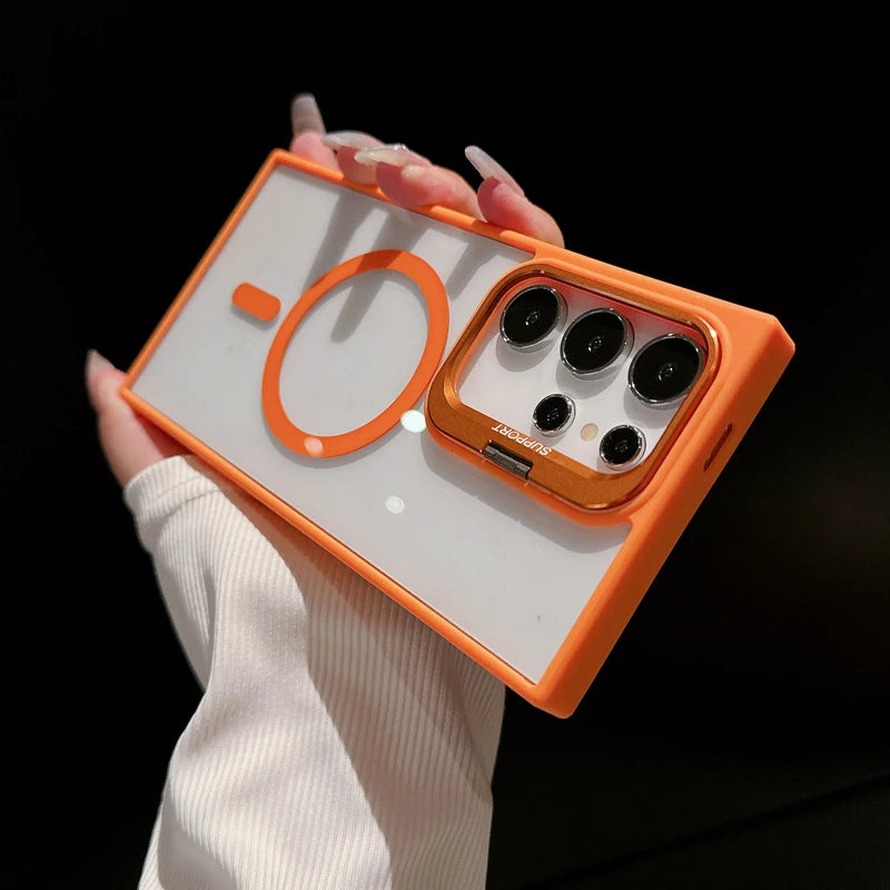 Samsung Galaxy S25/S24 Ultra Magnetic Clear Case – Hidden Holder + MagSafe‑Style Charging