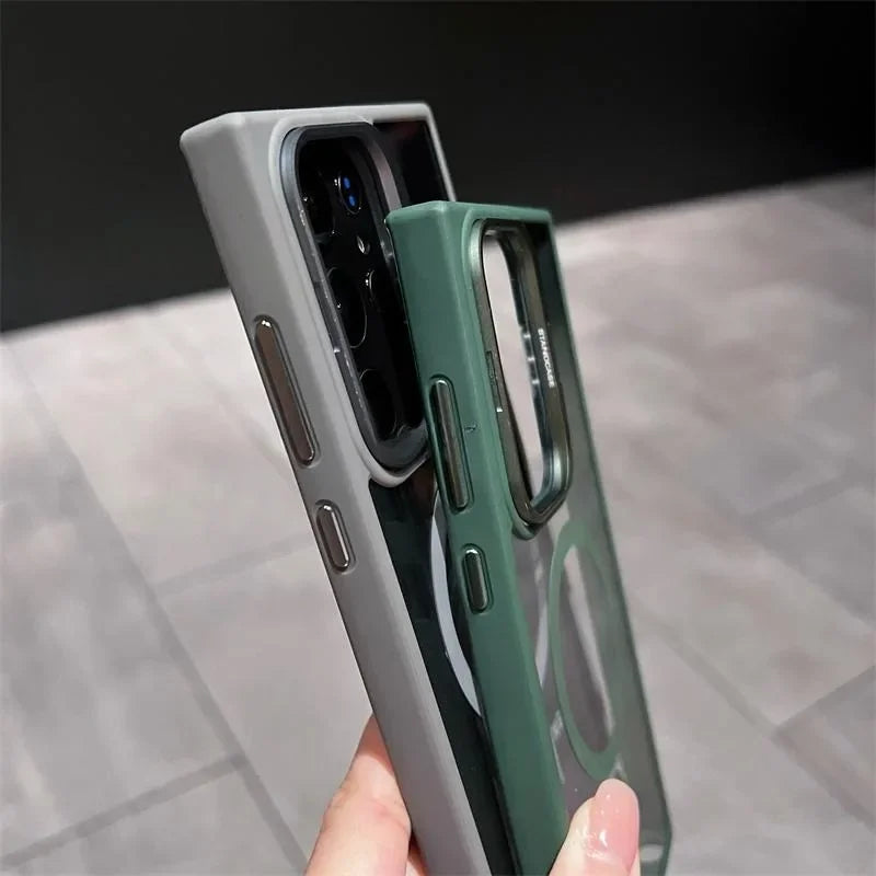 Samsung Galaxy S25/S24 Ultra Magnetic Clear Case – Hidden Holder + MagSafe‑Style Charging