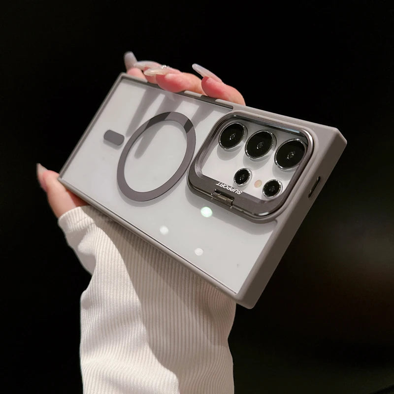 Samsung Galaxy S25/S24 Ultra Magnetic Clear Case – Hidden Holder + MagSafe‑Style Charging