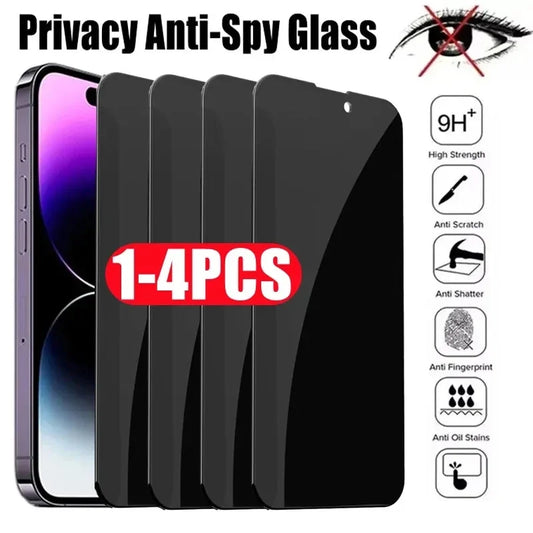 Privacy Tempered Glass Screen Protector for iPhone 16, 15, 14, 13, Series – Anti-Spy Shield for Pro Max / Plus / XR / XS Max