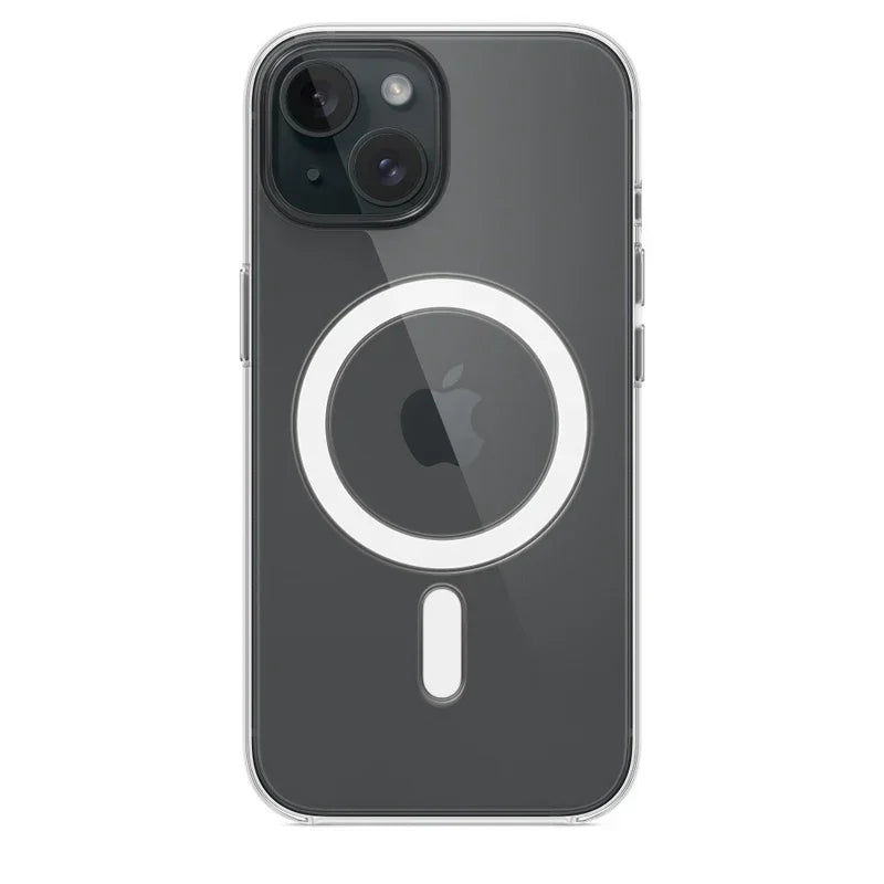 Magnetic Clear Case for iPhone 16, 15, 14 Series – MagSafe Compatible Transparent Silicone Cover
