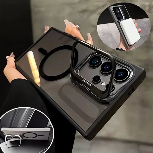 Samsung Galaxy S25/S24 Ultra Magnetic Clear Case – Hidden Holder + MagSafe‑Style Charging