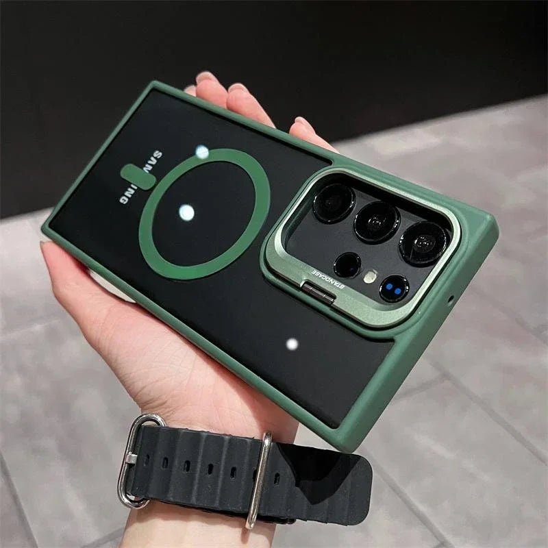 Samsung Galaxy S25/S24 Ultra Magnetic Clear Case – Hidden Holder + MagSafe‑Style Charging