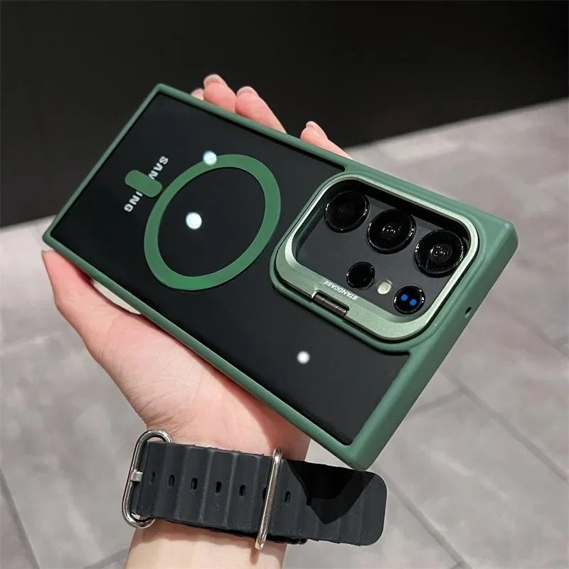 Samsung Galaxy S25/S24 Ultra Magnetic Clear Case – Hidden Holder + MagSafe‑Style Charging